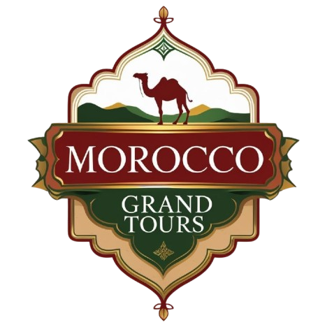 Morocco Grand Tours logo – camel, and luxury private Morocco tours