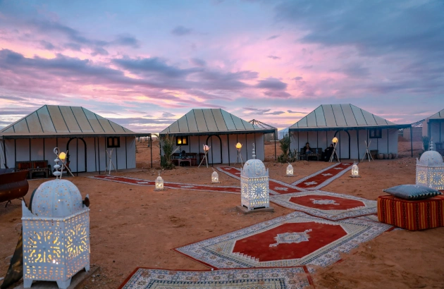 3 Days from Marrakech to Fes Desert Tour 3 Luxury desert camp accommodation on Marrakech to Fes desert tour