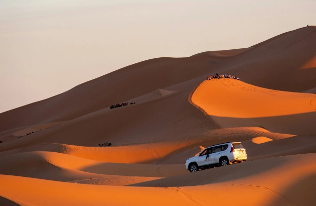 Merzouga 4x4 Desert Tour 2 Panoramic view of Erg Chebbi sand dunes from high vantage point
