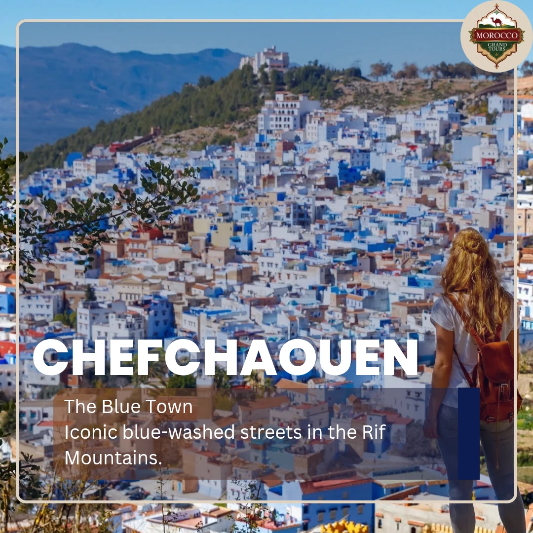 Blue-washed streets and buildings of Chefchaouen in the Rif Mountains