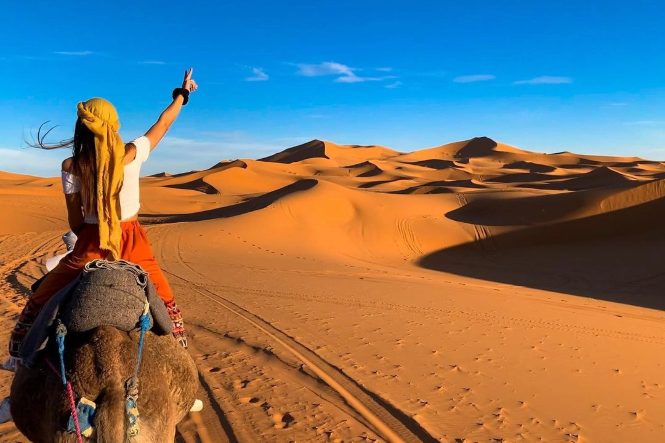 Camel trekking in Erg Chebbi dunes during 2 days tour from Marrakech to Merzouga